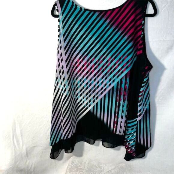 Worthington Women's 2XL Multicolor Striped Sleeveless Chiffon Blouse - Picture 4 of 8